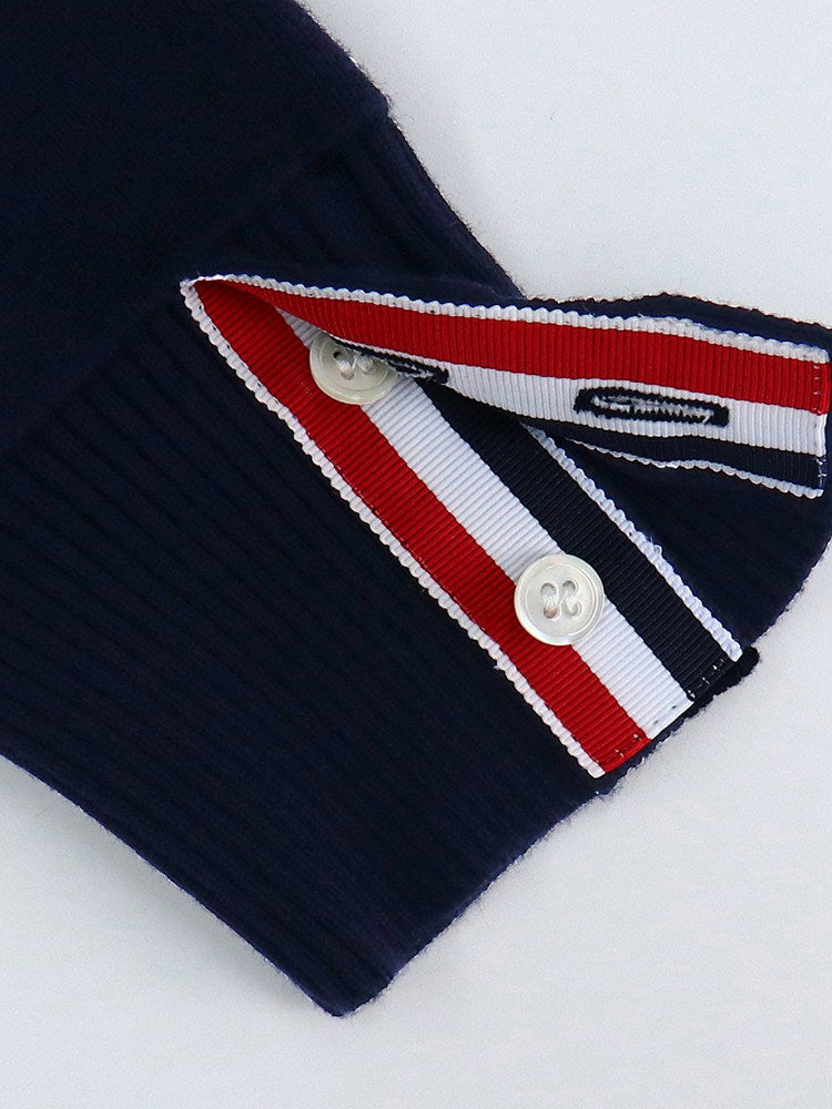 Intarsia Knit Cardigan — Unisex Four-Stripe Badge Sweater | Thom Browne