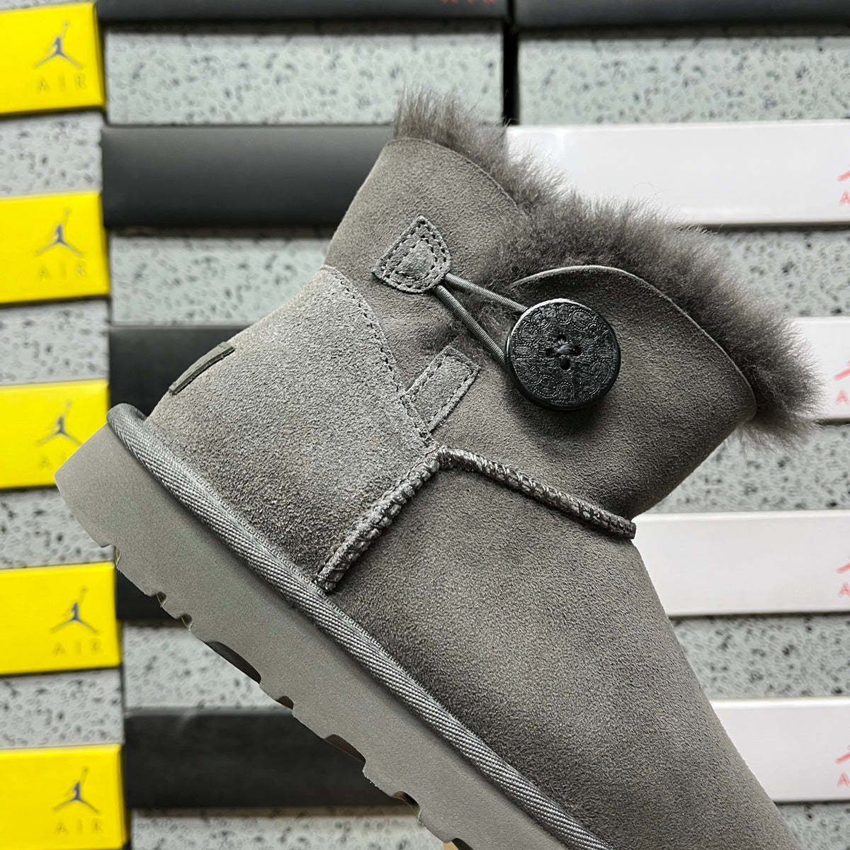 UGG Mini Bailey Button II Boot – Charcoal Grey
