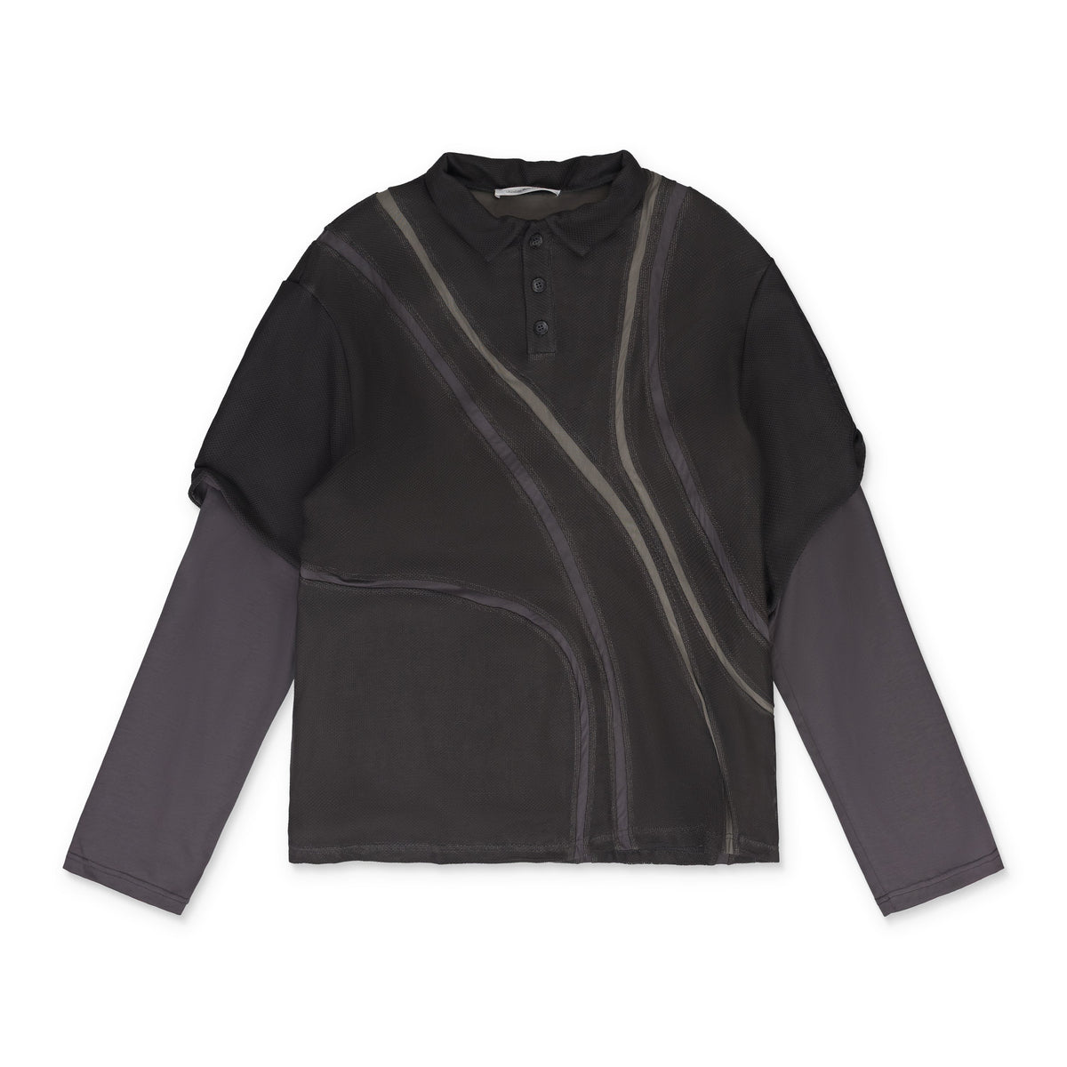 Grey Hamish Long Sleeve Layered Polo Shirt