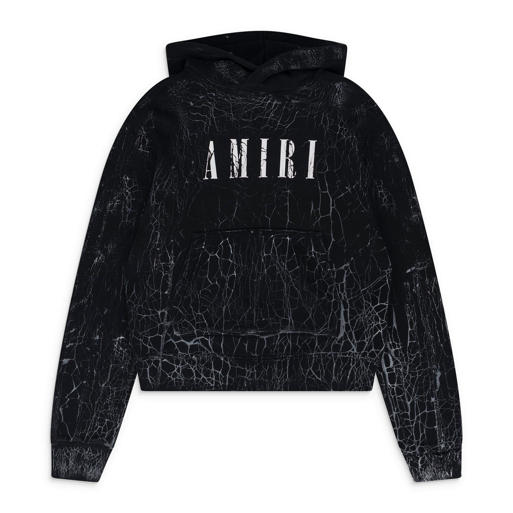 Black Cracked Dye Core Logo Hoodie