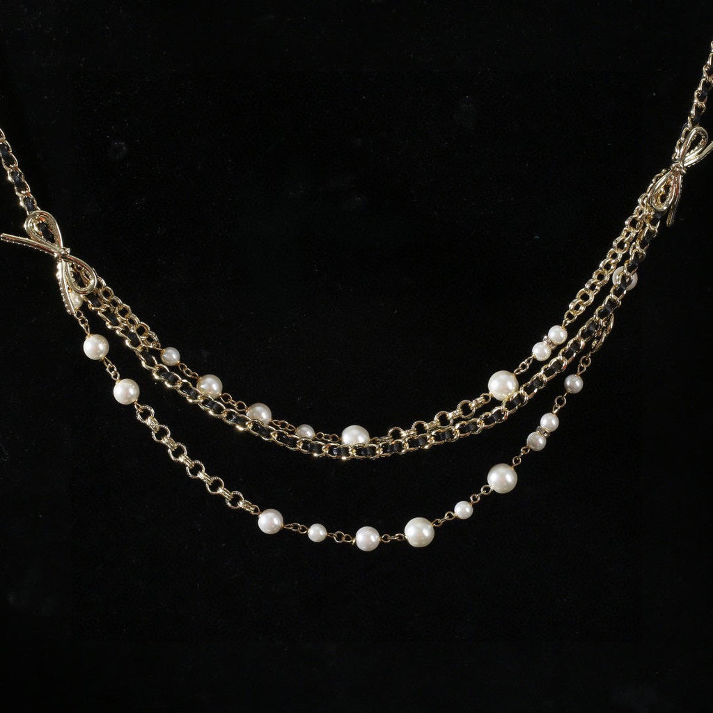 CHANEL 25S GOLD CHAIN BELT WITH PEARL 610440
