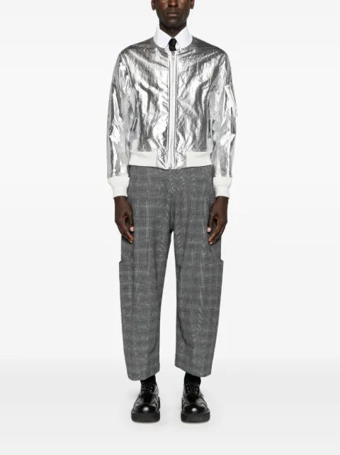 Black Comme Des Garçons bomber jacket with metallic finish
