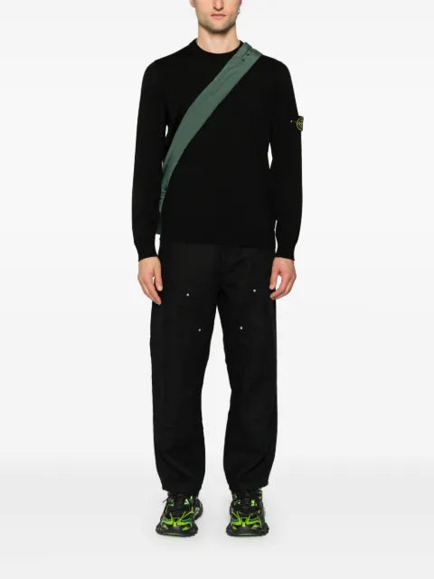 Stone Island embossed-stitch logo-patch sweater