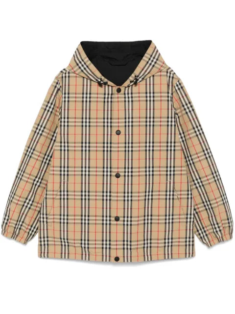 Burberry reversible check nylon hooded jacket