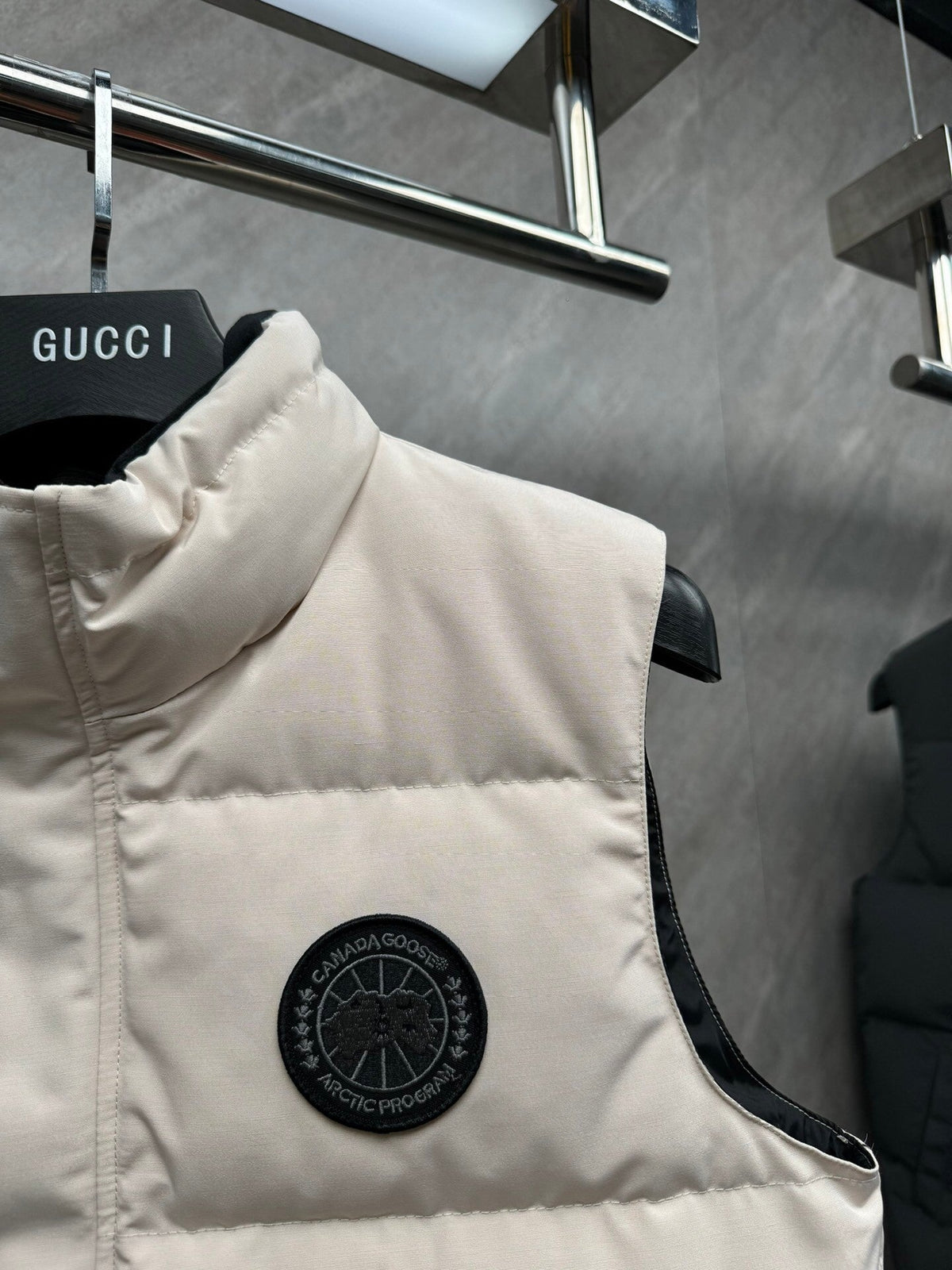 Canada Goose Cream Down Vest with Stand Collar