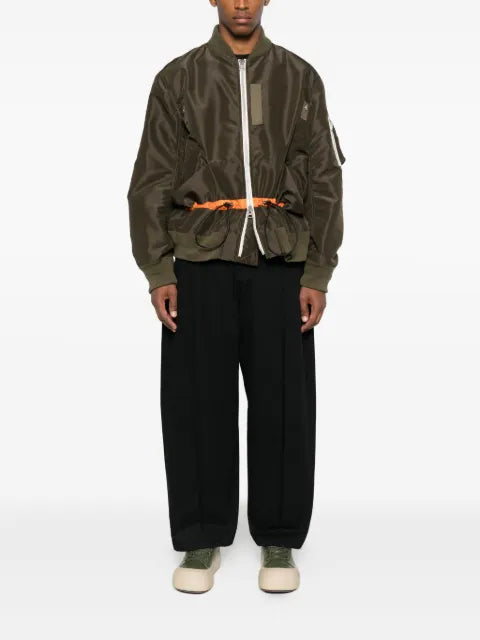 sacai drawstring-waist bomber jacket