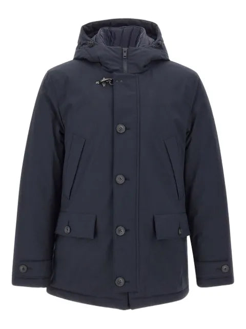 Fay hooded button-fastening jacket