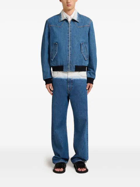 Marni denim bomber jacket with degradé collar