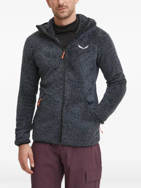 Salewa fleece-textured hooded jacket