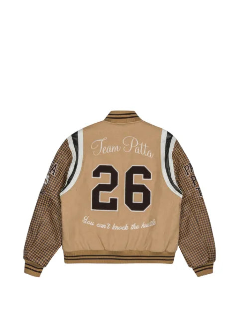 PATTA logo-patch houndstooth bomber jacket