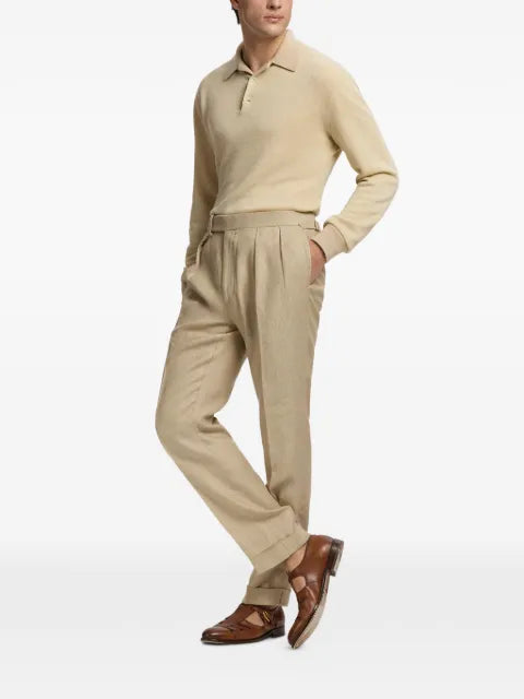 Ralph Lauren Purple Label herringbone-jacquard Polo sweater