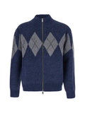 COOR argyle zip-up cardigan