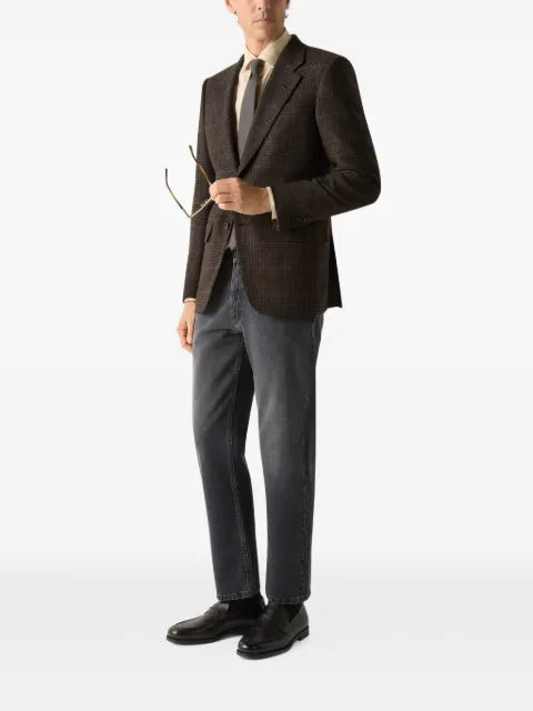 Zegna dark olive green and black Oasi Cashmere jacket
