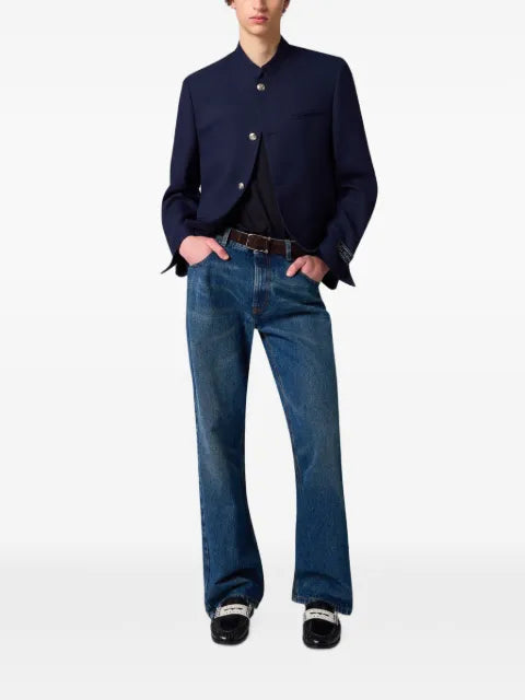 MSGM mandarin-collar logo-patch jacket