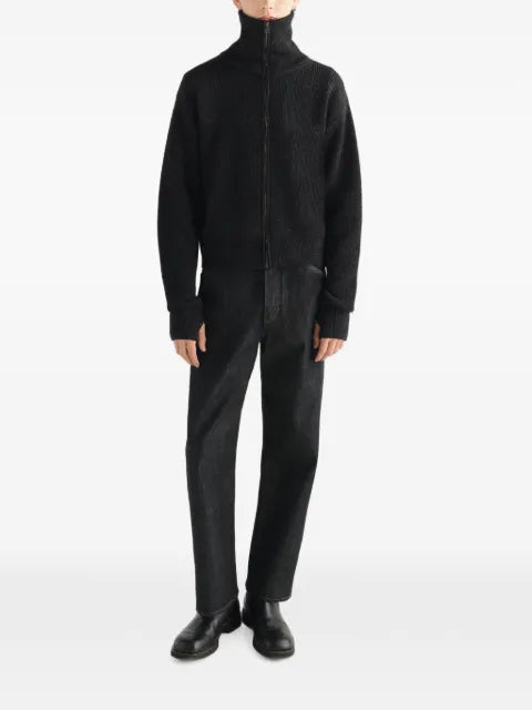 LEMAIRE zipped cardigan in virgin wool
