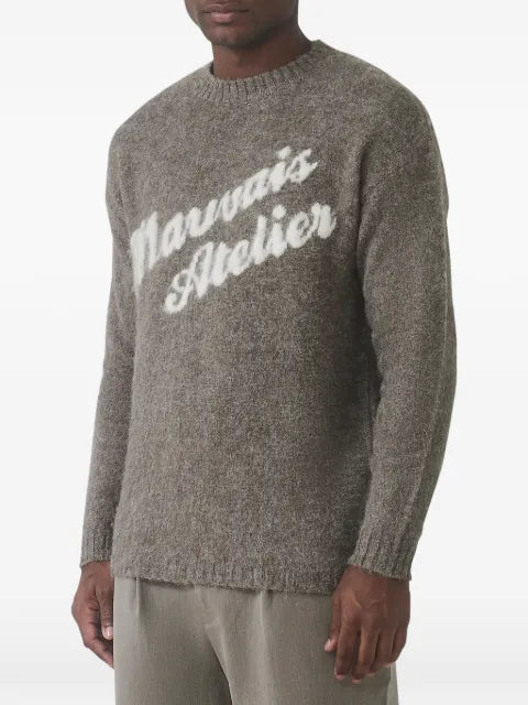 MAUVAIS logo-intarsia brushed-knit sweater