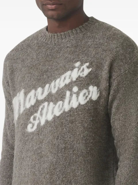 MAUVAIS logo-intarsia brushed-knit sweater