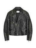 Givenchy zipped biker blouson in leather with sunflower print