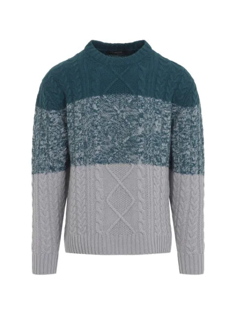 Kiton cable-knit colour-block sweater