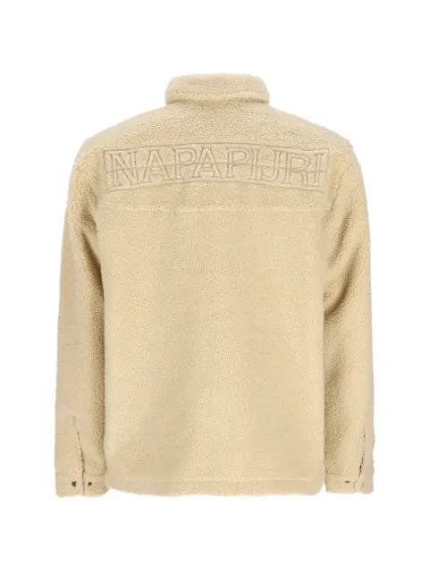 Napapijri logo-embroidered fleece shirt jacket