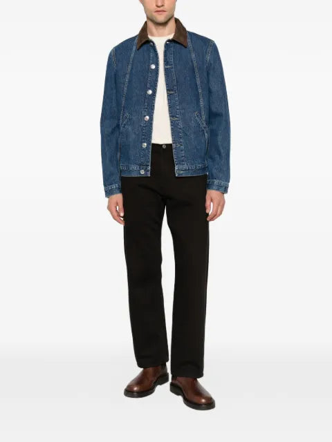 Brunello Cucinelli suede-collar buttoned denim jacket