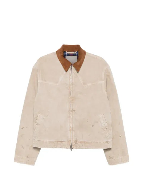 Balenciaga corduroy-collar distressed-effect jacket