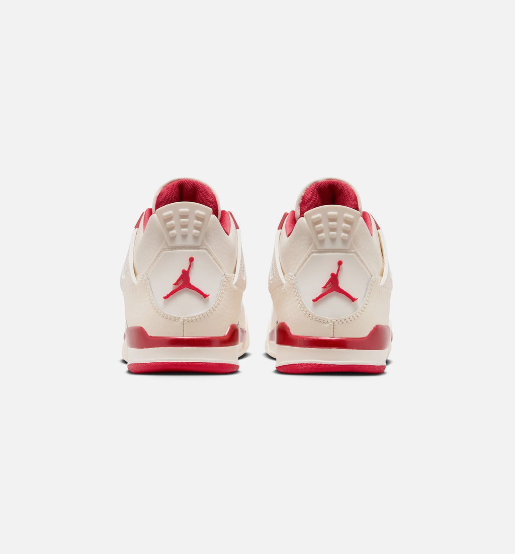 Air Jordan 4 Retro Valentine's Day Preschool Lifestyle Shoes - Light Ivory/Sierra Red/Intense Red