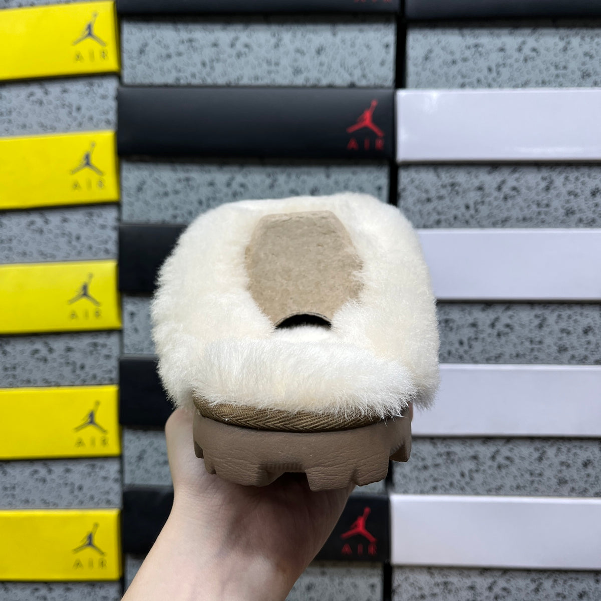 UGG Funkette Shearling Clog – Olive & Cream