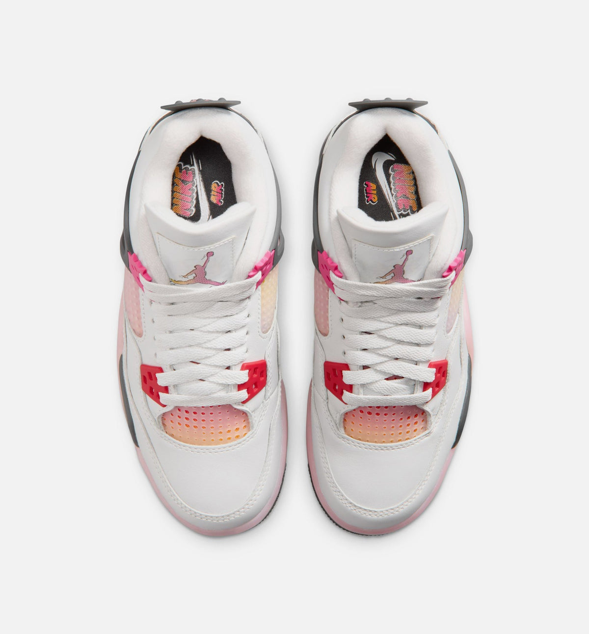 Air Jordan 4 Retro Grade School Lifestyle Shoe - Off White/Fire Pink/Anthracite