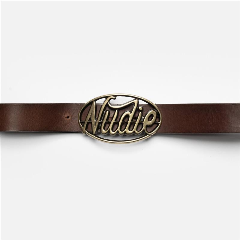 Nudie Jeans Nudie Buckle Leather Belt: Dark Brown