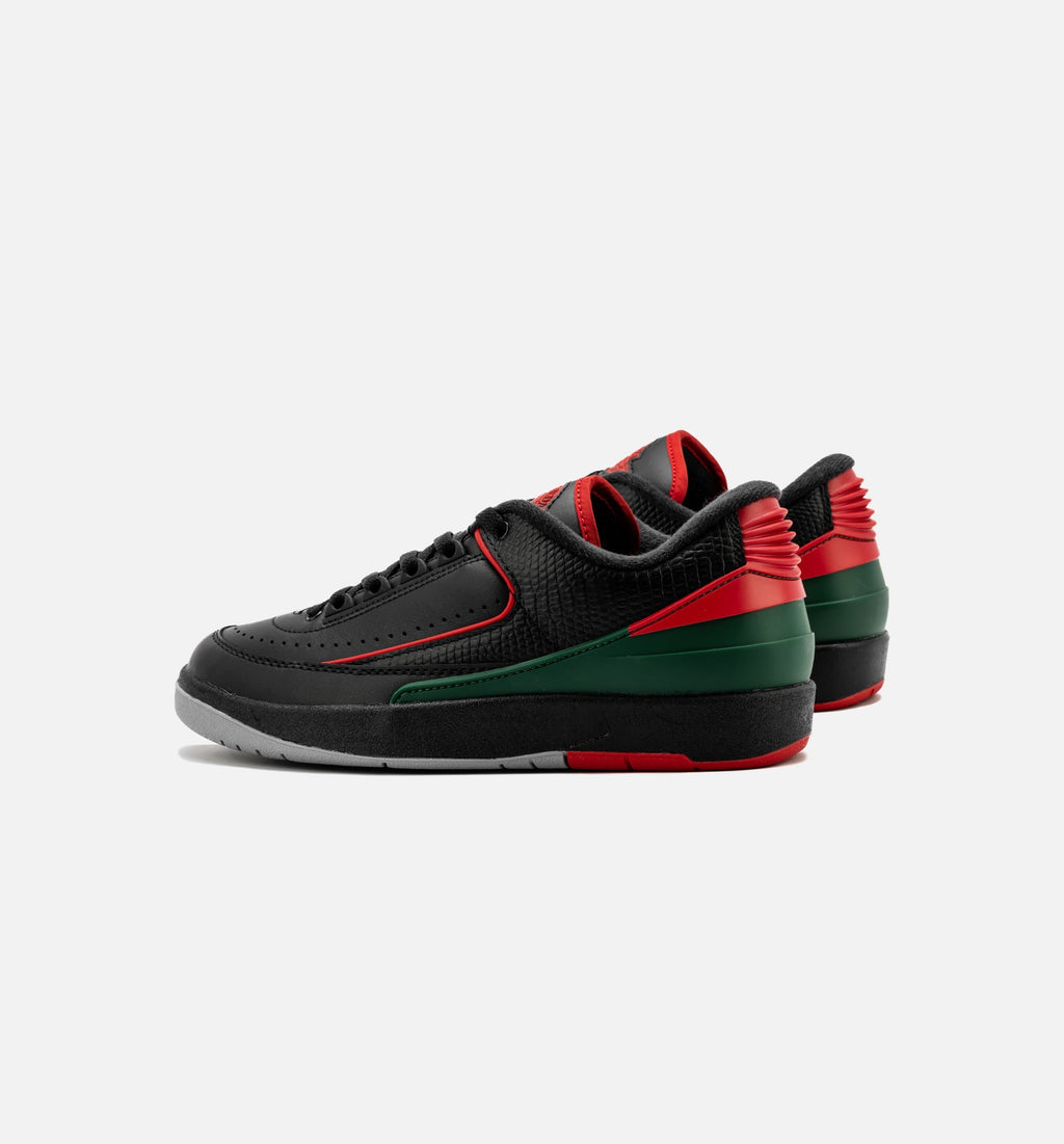 Air Jordan 2 Retro Low Christmas – Grade School Lifestyle Shoe in Black/Fire Red/Cement Grey