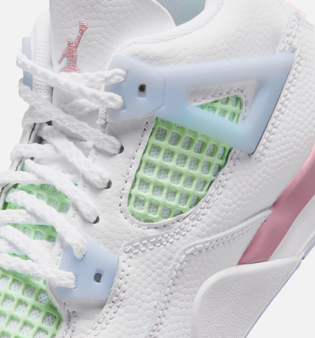 Air Jordan 4 Retro Medium Soft Pink Preschool Girls' Sneakers - White/Medium Soft Pink/Half Blue