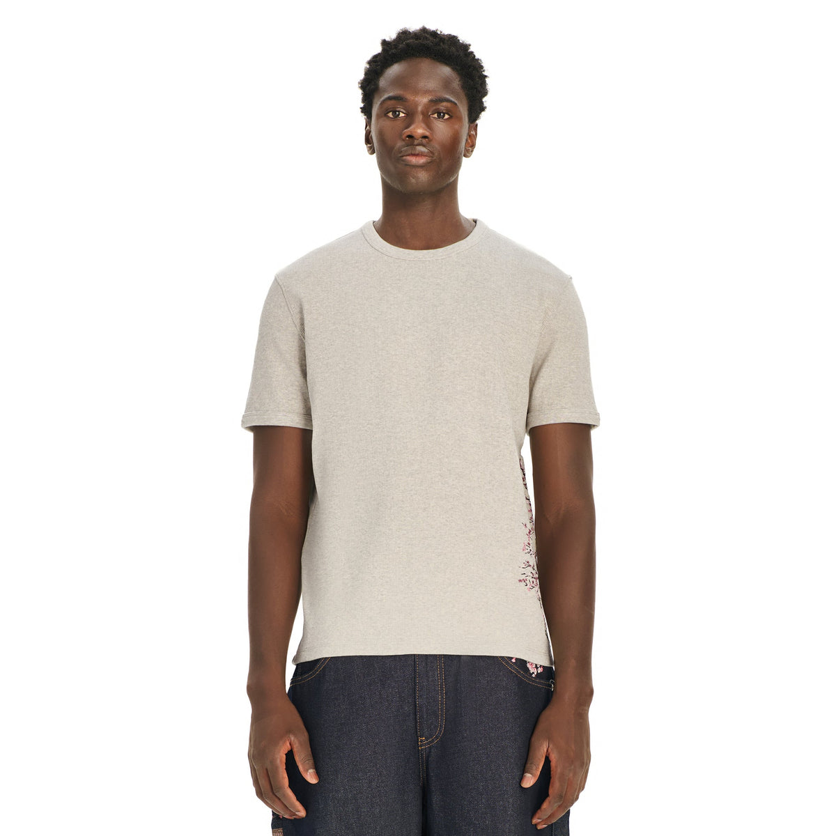 "blossom v3" ribbed T Shirt grey