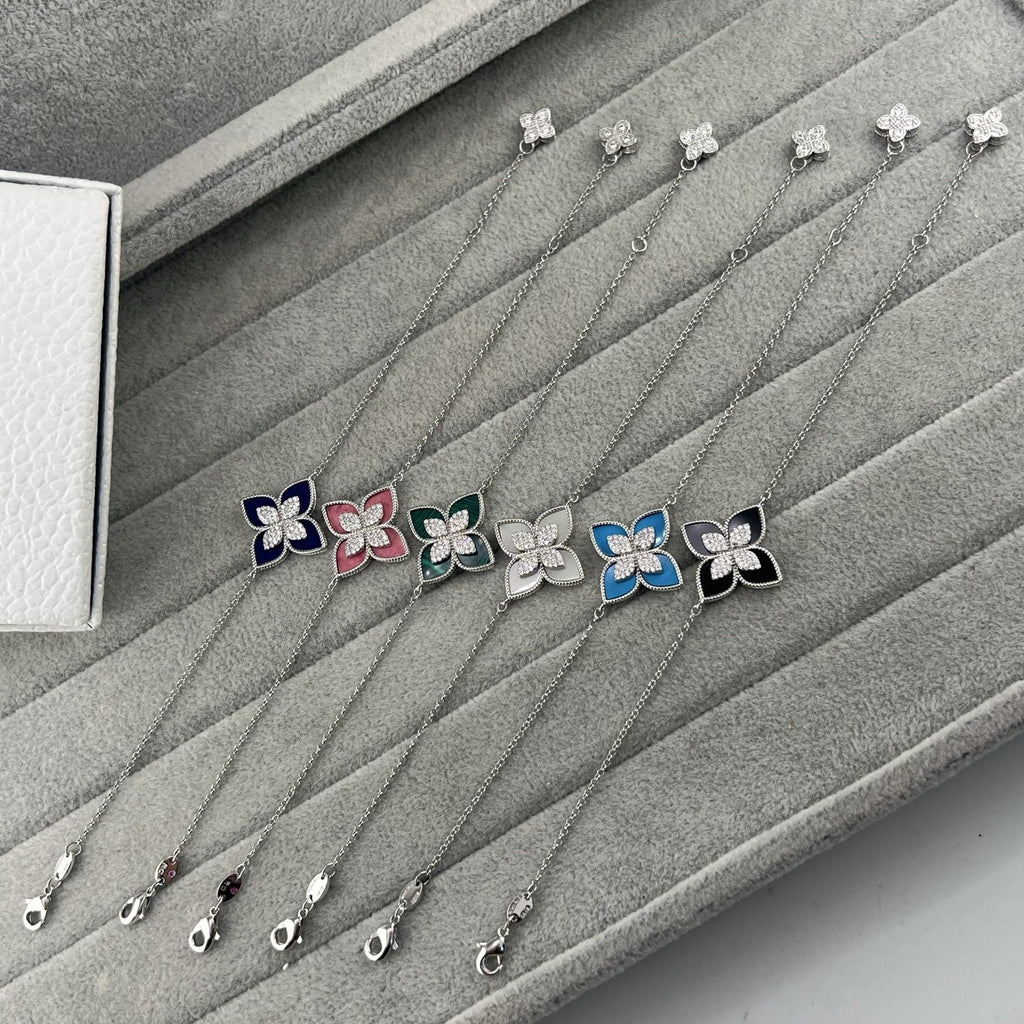 Roberto Coin Style Four-Leaf Clover Cubic Zirconia Bracelet
