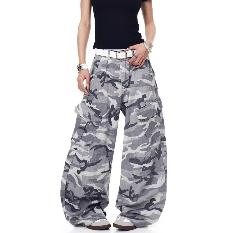 Y2K Vintage Washed Distressed Wide Leg Curved Baggy Jeans Streetwear