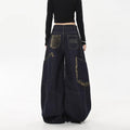 Y2K Vintage Washed Distressed Wide Leg Curved Baggy Jeans Streetwear
