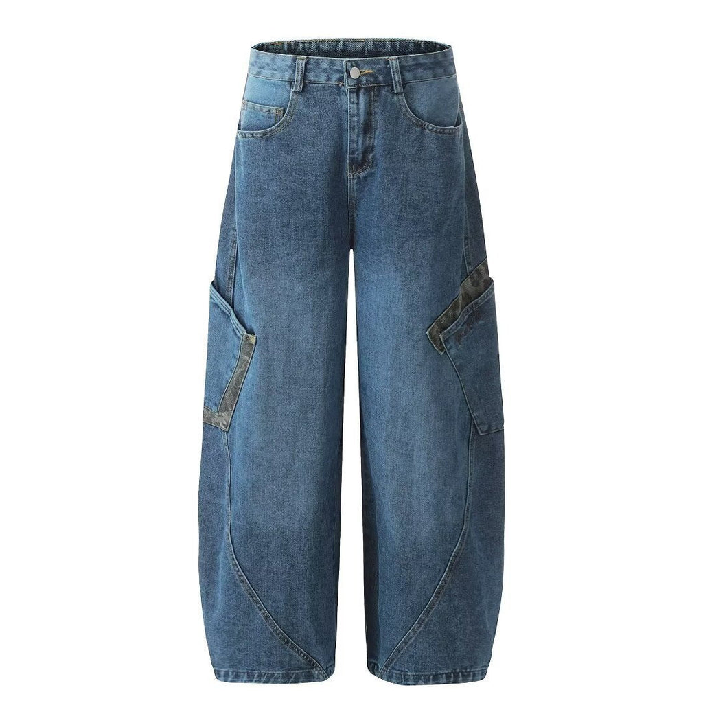 Y2K Vintage Washed Distressed Wide Leg Curved Baggy Jeans Streetwear