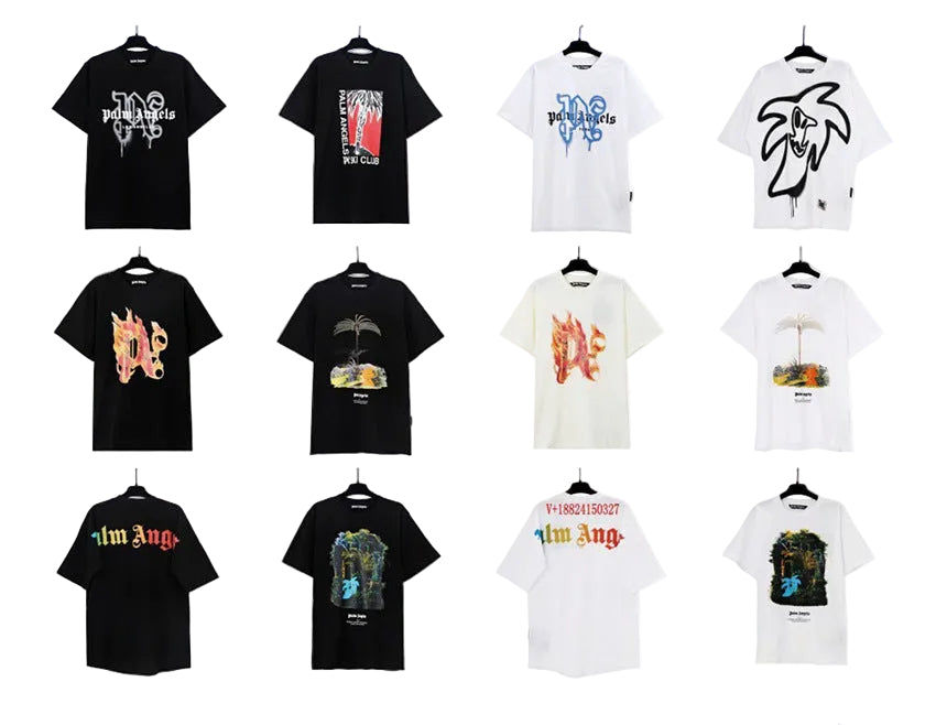 Palm Angels Graffiti Flame Palm Tree Graphic Oversized Tee Streetwear