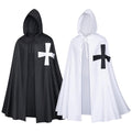 Halloween Men Medieval Templar Knight Hooded Cape Cross Print Cloak