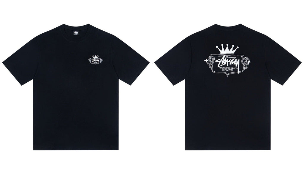 Stussy Crown Built To Last Front And Back Graphic Short Sleeve Tee