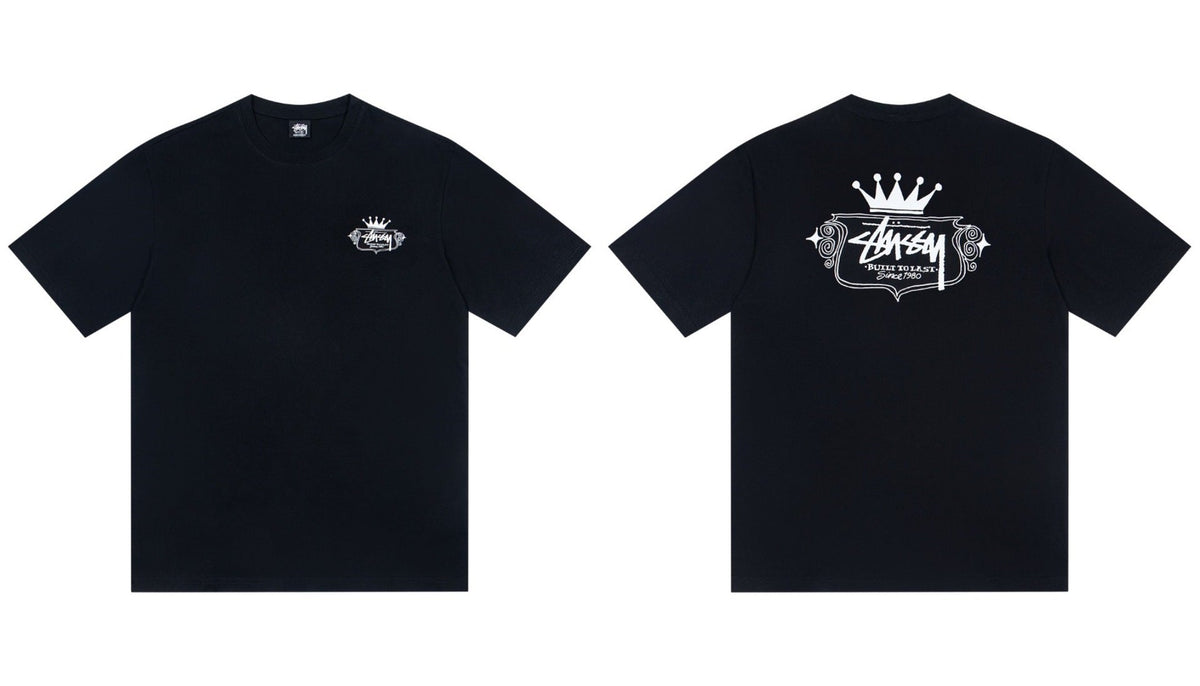Stussy Crown Built To Last Front And Back Graphic Short Sleeve Tee