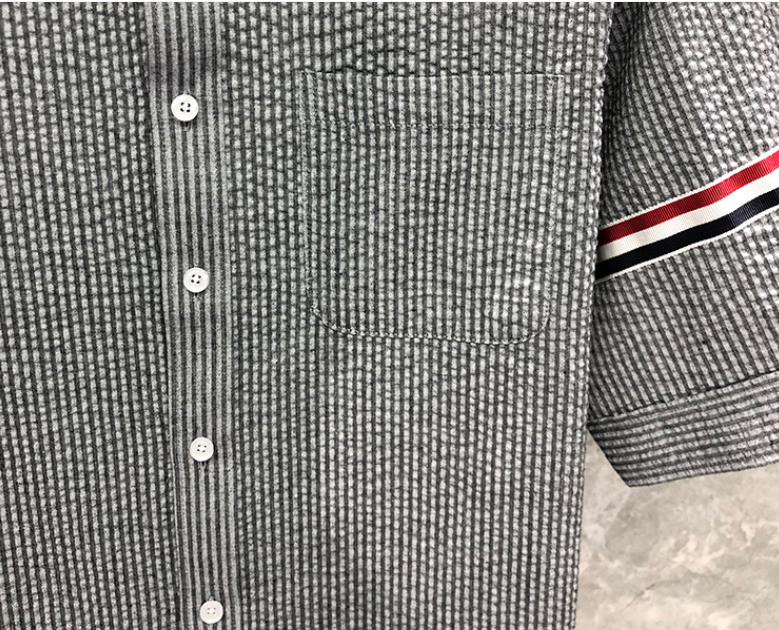 Men's Seersucker Oxford Shirt - Premium Cotton Button Front Dress Shirt | Thom Browne