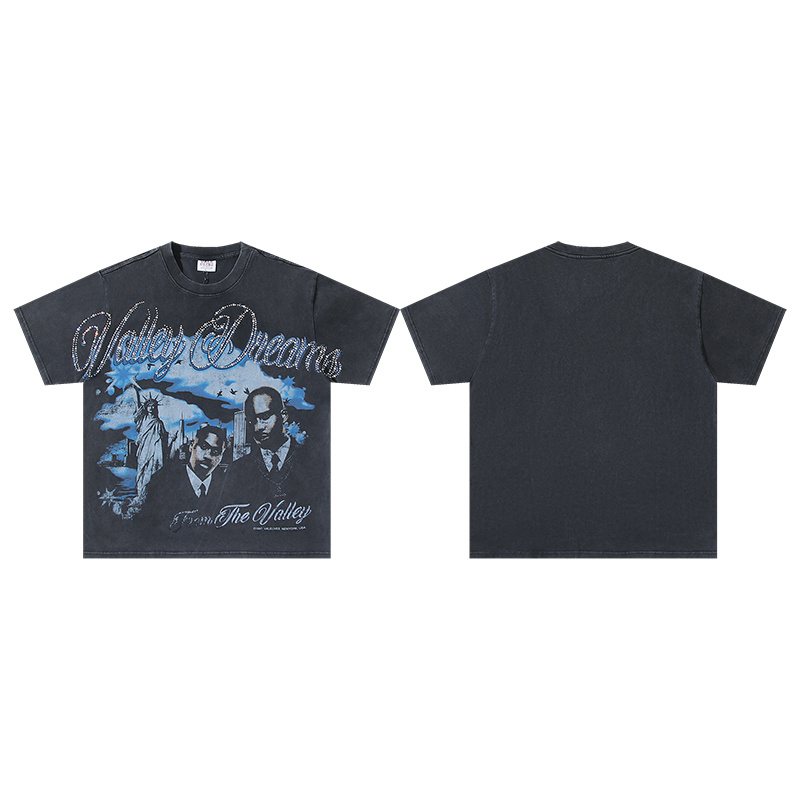 VALE USA Valley Dreams Rhinestone Graphic T-Shirt