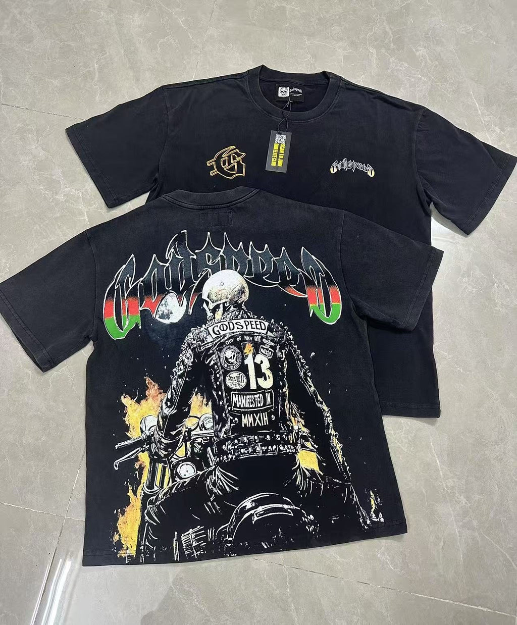 Godspeed Motorcycle Graphic Washed T-Shirt