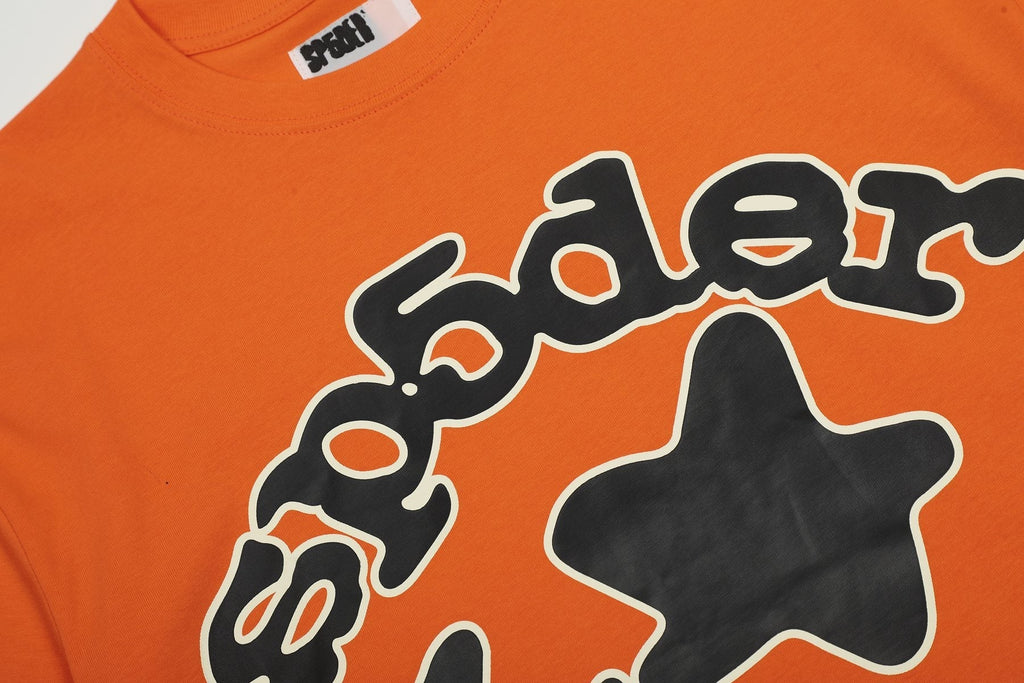 Sp5der Orange Star Graphic T-Shirt