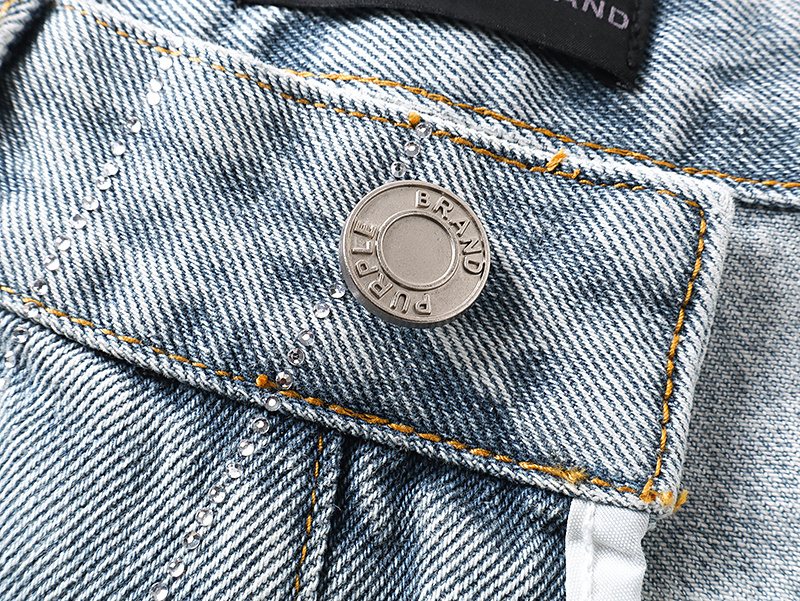 Purple Brand Light Blue Rhinestone Stripe Jeans