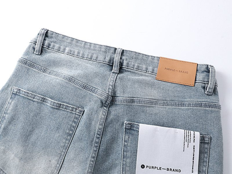 Purple Brand Light Blue Embossed Lower-Leg Jeans