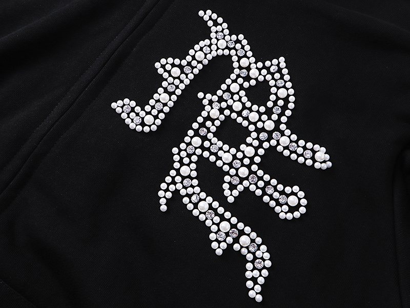 MIXED EMOTION Rhinestone Graphic Zip Hoodie