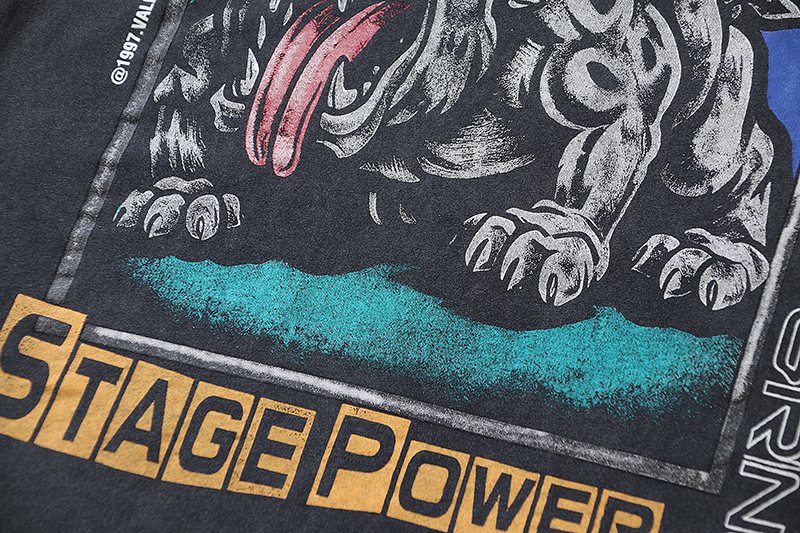 VALE USA Bulldog Graphic Washed Black T-Shirt
