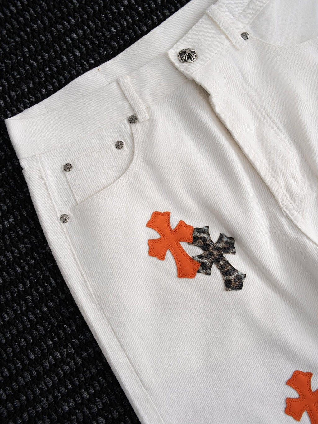 Chrome Hearts Cross Patch White Jeans